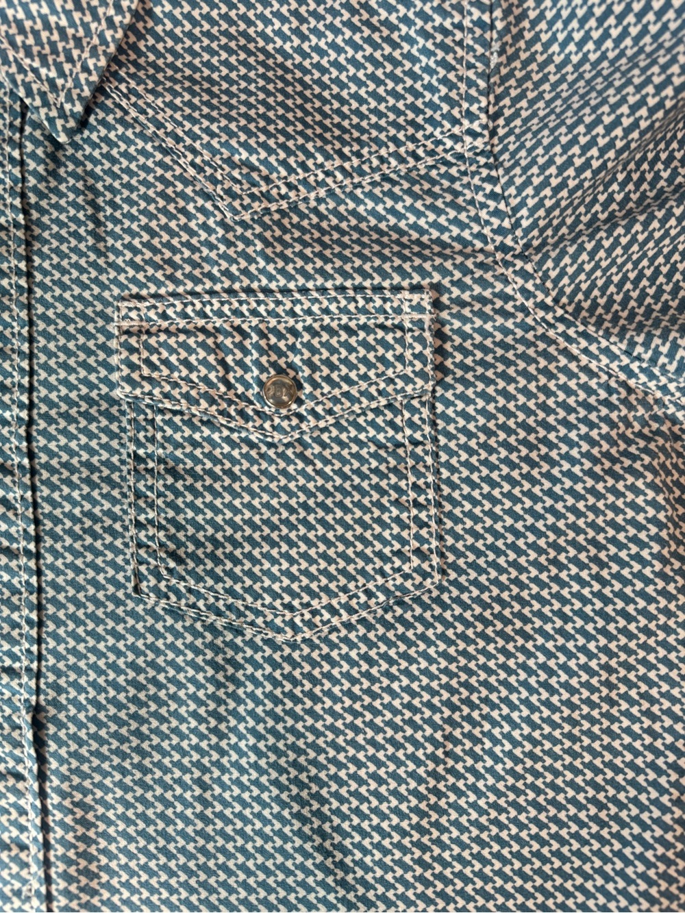 Wrangler 20X Boys M Competition Pearl Snap Western Shirt Teal Geometric - Picture 6 of 16